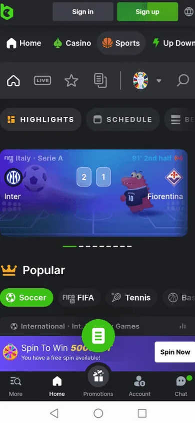 Mobile view of BC.Game