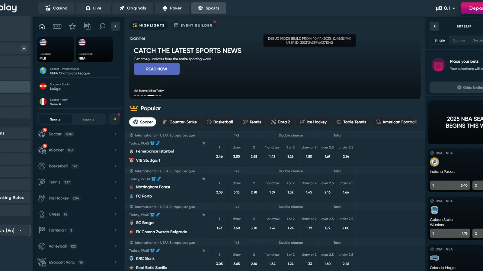 Screenshot of the Betplay crypto casino homepage, 2026. Source: operator website.