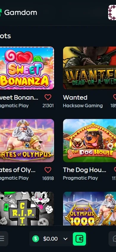 Mobile view of Gamdom