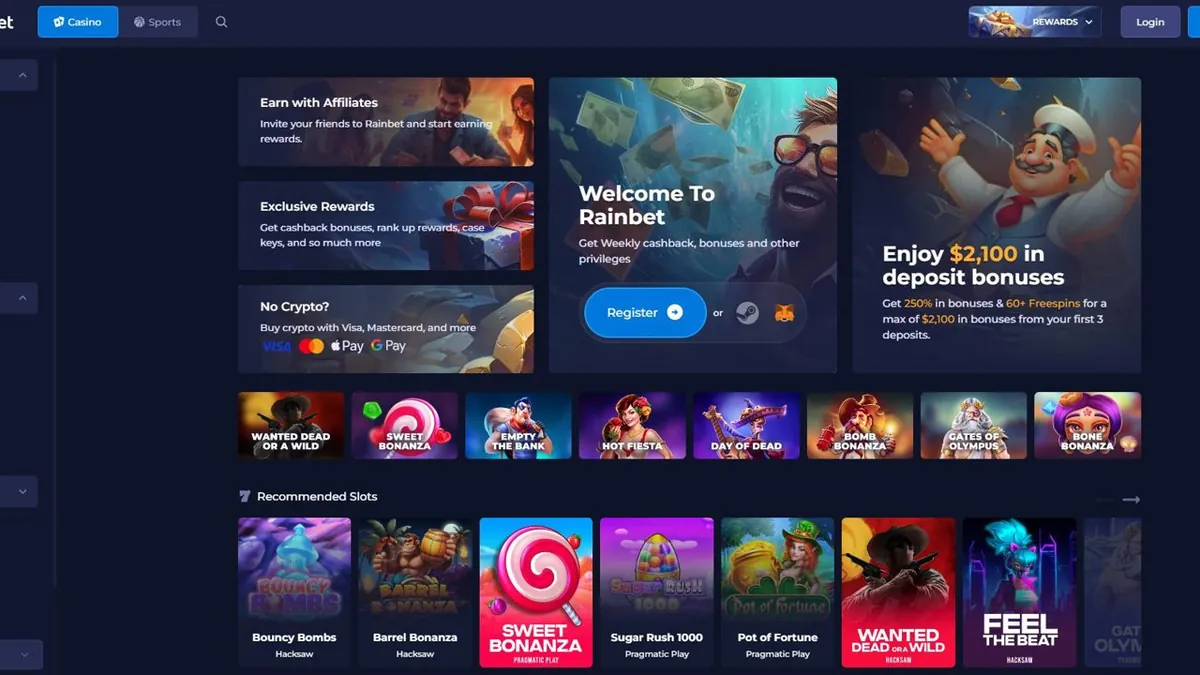 Desktop view of Rainbet