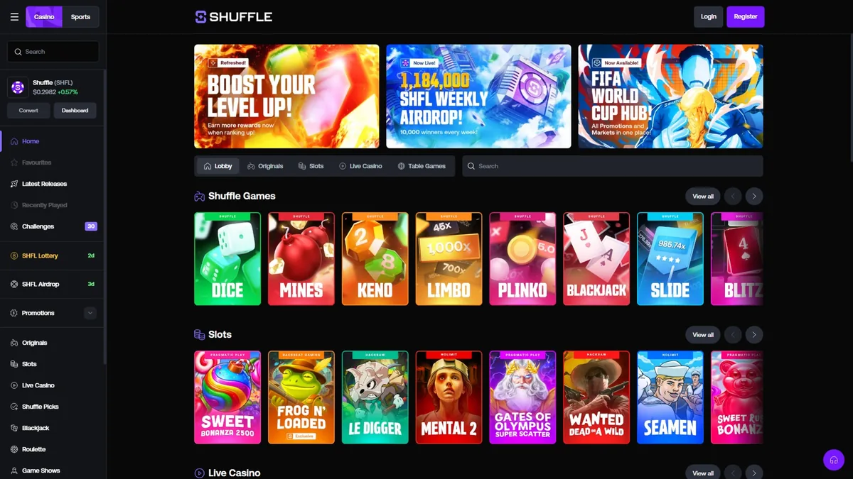Desktop view of Shuffle