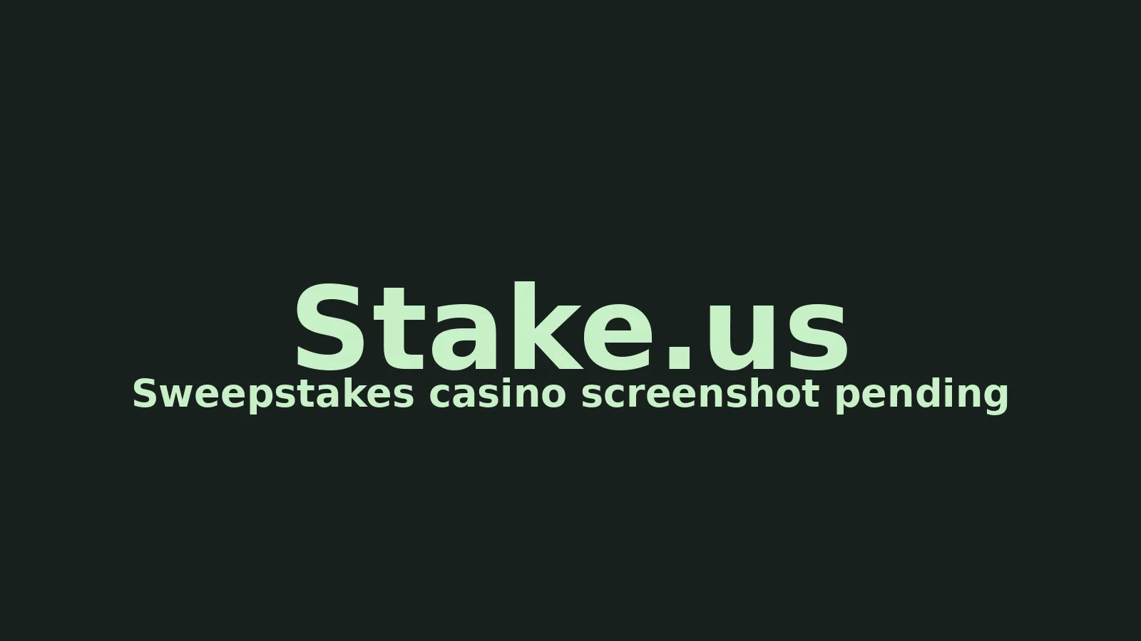 Screenshot of the Stake.us crypto casino homepage, 2026. Source: operator website.